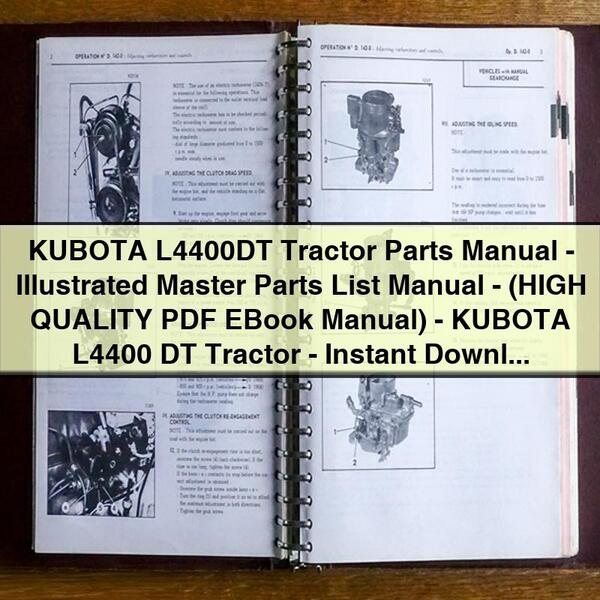 Manual de piezas del tractor KUBOTA L4400DT - Manual de lista maestra ilustrada de piezas - (Manual de libro electrónico en PDF de ALTA CALIDAD) - Tractor KUBOTA L4400 DT - Descargar