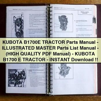 KUBOTA B1700E Tractor Parts Manual-Illustrated Master Parts List Manual-(HIGH QUALITY Manual)-KUBOTA B1700 E Tractor-