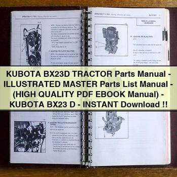 KUBOTA BX23D Tractor Parts Manual-Illustrated Master Parts List Manual-(HIGH QUALITY EBook Manual)-KUBOTA BX23 D-