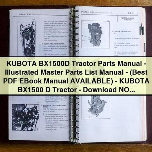 Kubota BX1500D Tractor Parts - Illustrated Master Catalog