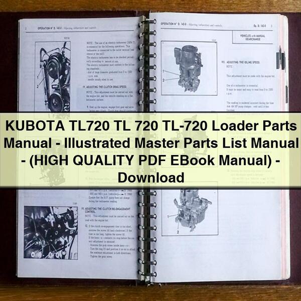 Manual de piezas del cargador KUBOTA TL720 TL 720 TL-720 - Manual de lista maestra ilustrada de piezas - (Manual de libro electrónico en PDF de ALTA CALIDAD) - Descargar