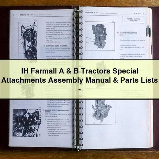 IH Farmall B Tractors Special Attachments Assembly Parts Lists Catalog