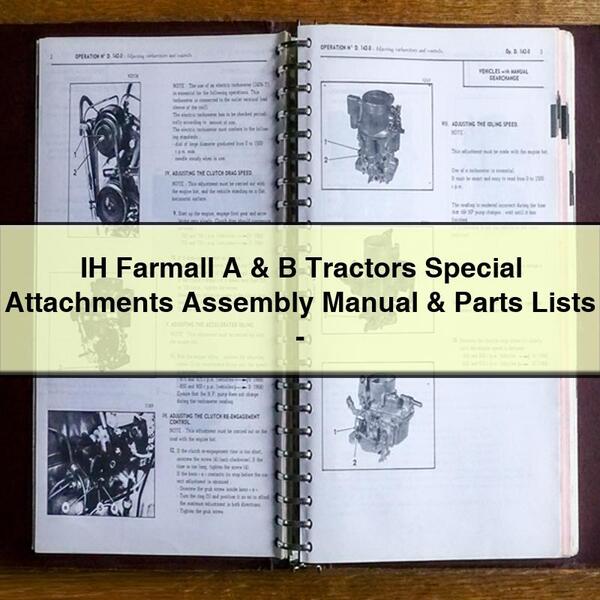 IH Farmall A & B Tractors Special Attachments Assembly Manual & Parts Lists-PDF