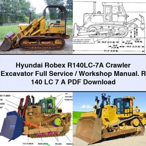 Manual de taller/servicio completo de excavadora de orugas Hyundai Robex R140LC-7A. R 140 LC 7 A Descargar PDF