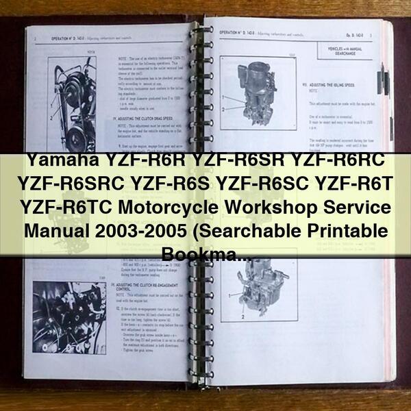 Yamaha YZF-R6R YZF-R6SR YZF-R6RC YZF-R6SRC YZF-R6S YZF-R6SC YZF-R6T YZF-R6TC Motorcycle Workshop Service Repair Manual 2003-2005 (Searchable  Bookmarked iPad-ready)