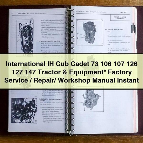 IH International Cub Cadet 73 106 107 126 127 147 Manual de servicio/reparación/taller de fábrica de tractores y equipos Descargar PDF