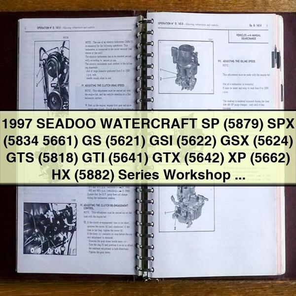 1997 SEADOO WATERCRAFT SP (5879) SPX (5834 5661) GS (5621) GSI (5622) GSX (5624) GTS (5818) GTI (5641) GTX (5642) XP (5662) HX (5882) Series Workshop Repair & Service Manual