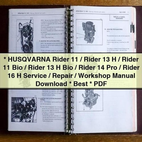 Husqvarna Rider 11, 13, 14, & 16 Service, Repair, & Workshop Manual (PDF)