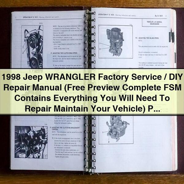 1998 Jeep WRANGLER Servicio de fábrica/Manual de reparación de bricolaje (Vista previa gratuita FSM completa) Descargar PDF