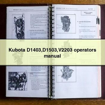 Kubota D1403 D1503 V2203 Manuel d'utilisation PDF Télécharger