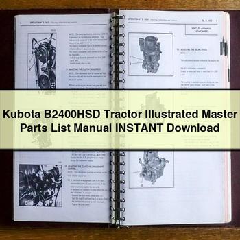 Kubota B2400HSD Tractor Illustrated Master Parts List Manual