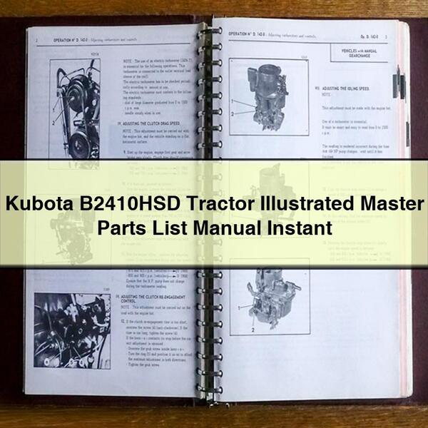 Kubota B2410HSD Tractor Illustrated Master Parts List Manuel PDF Télécharger