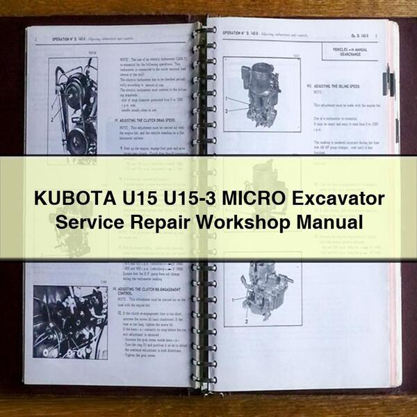 Manual de taller de reparación de servicio de MICRO excavadora KUBOTA U15 U15-3 Descargar PDF