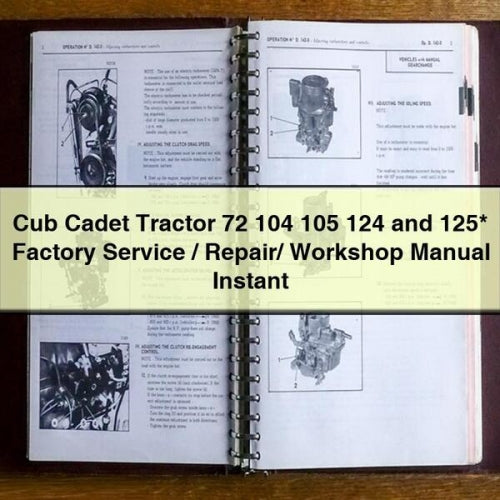 Cub Cadet Tractor 72 104 105 124 and 125* Factory Service / Repair/ Workshop Manual Instant