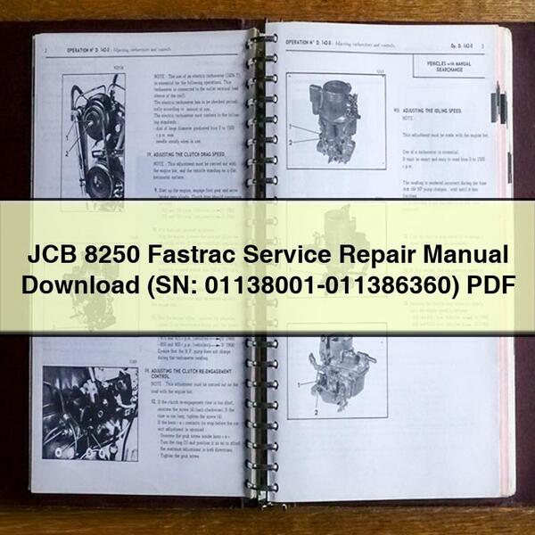 Manuel de réparation du service JCB 8250 Fastrac Télécharger (SN : 01138001-011386360) PDF