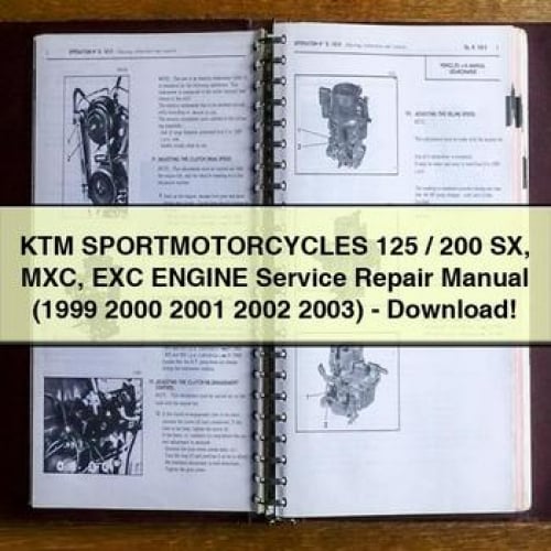 KTM SPORTMOTORCYCLES 125 / 200 SX MXC EXC Engine Service Repair Manual (1999 2000 2001 2002 2003) - Download PDF