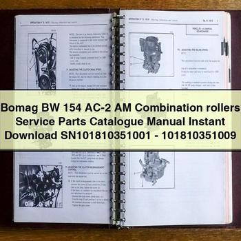 Bomag BW 154 AC-2 AM Combination rollers Service Parts Catalogue Manual  SN101810351001-101810351009