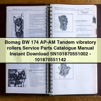 Bomag BW 174 AP-AM Tandem vibratory rollers Service Parts Catalogue Manual  SN101870551002-101870551142