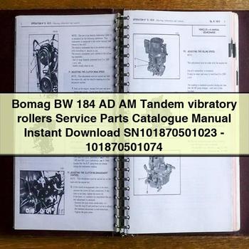 Bomag BW 184 AD AM Tandem vibratory rollers Service Parts Catalogue Manual  SN101870501023-101870501074