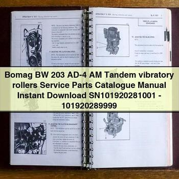 Bomag BW 203 AD-4 AM Tandem vibratory rollers Service Parts Catalogue Manual  SN101920281001-101920289999