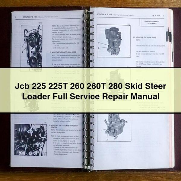 Jcb 225 225T 260 260T 280 Minicargadora Manual de reparación de servicio completo