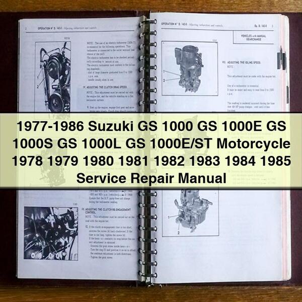 1977-1986 Suzuki GS 1000 GS 1000E GS 1000S GS 1000L GS 1000E/ST Motocicleta 1978 1979 1980 1981 1982 1983 1984 1985 Manual de reparación de servicio Descargar PDF