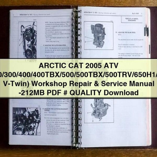 ARCTIC CAT 2005 ATV (200/300/400/400TBX/500/500TBX/500TRV/650H1/650 V-Twin) Manual de servicio y reparación de taller -212 MB PDF # CALIDAD Descargar