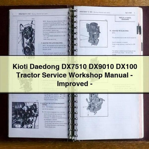 Manual de taller de servicio del tractor Kioti Daedong DX7510 DX9010 DX100 - Mejorado - Descargar PDF