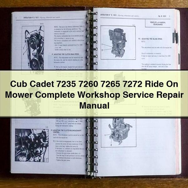 Cub Cadet 7235 7260 7265 7272 Tondeuse autoportée Manuel de réparation de service d'atelier complet PDF Télécharger