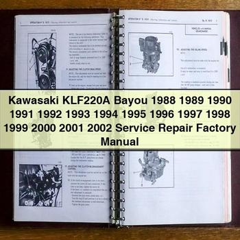 Kawasaki KLF220A Bayou 1988 1989 1990 1991 1992 1993 1994 1995 1996 1997 1998 1999 2000 2001 2002 Service Repair Factory Manual