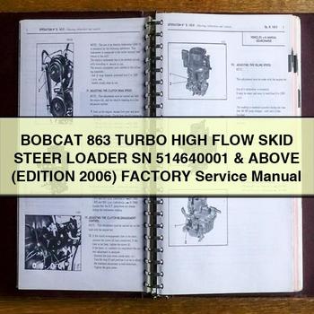 BOBCAT 863 Turbo High FLOW SKID Steer Loader SN 514640001 & Above (EDITION 2006) Factory Service Repair Manual