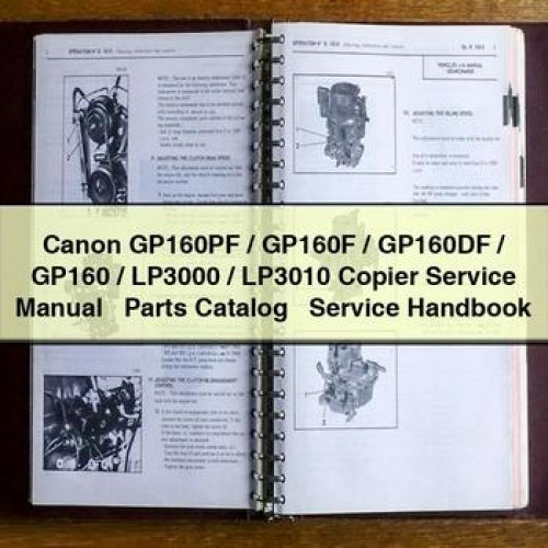 Canon GP160PF / GP160F / GP160DF / GP160 / LP3000 / LP3010 Copier Service Manual + Parts Catalog + Service Handbook PDF Download