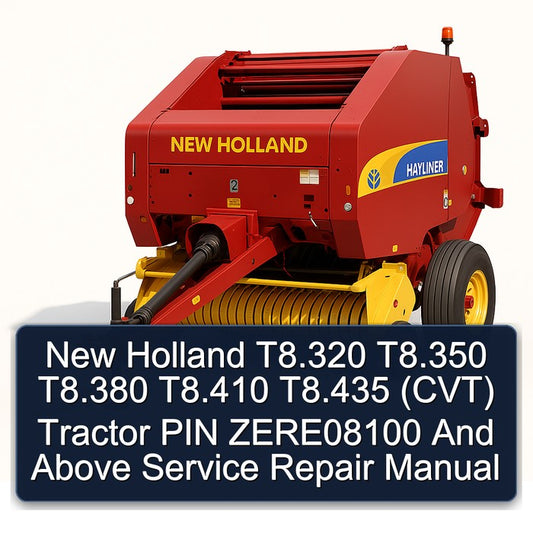 New Holland T8.320 T8.350 T8.380 T8.410 T8.435 (CVT) Tractor PIN Zere08100 Above Service Repair Workshop Manual