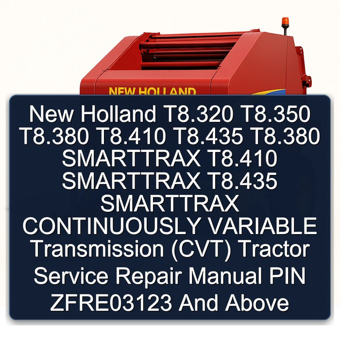 New Holland T8.320 T8.350 T8.380 T8.410 T8.435 Smarttrax Continuously Variable Transmission (CVT) Tractor PIN CVT ZFRE03123 Above Service Repair Workshop Manual PDF