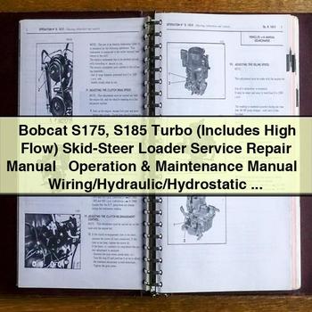 Bobcat S175 S185 Turbo (Includes High Flow) Skid-Steer Loader Service Repair Manual + Operation & Maintenance Manual + Wiring/Hydraulic/Hydrostatic Schematic