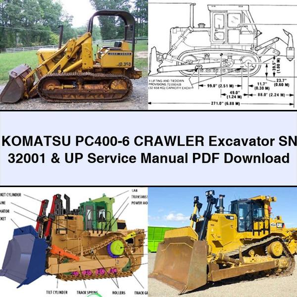 Komatsu PC400-6 Pelle sur chenilles SN 32001 et UP Manuel d'entretien PDF Télécharger