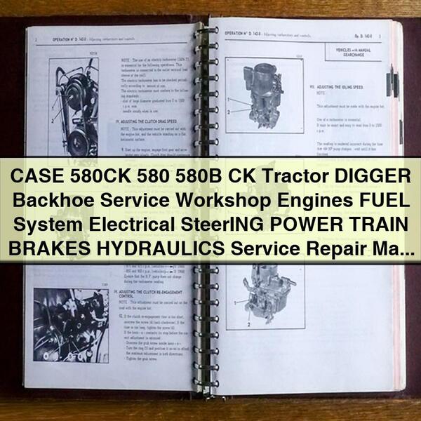 CASE 580CK 580 580B CK Tractor DIGGER Backhoe Service Workshop Engines FUEL System Electrical SteerING POWER TRAIN BRAKES HYDRAULICS Service Repair Manual