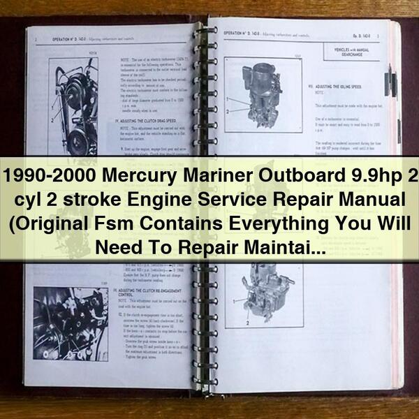 1990-2000 Mercury Mariner Outboard 9.9hp 2 cyl 2 stroke Engine Service Repair Manual (Original Fsm  perfect For Diy)