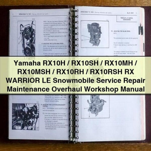 Yamaha RX10H / RX10SH / RX10MH / RX10MSH / RX10RH / RX10RSH RX WARRIOR LE Snowmobile Service Repair Maintenance Overhaul Workshop Manual PDF Download