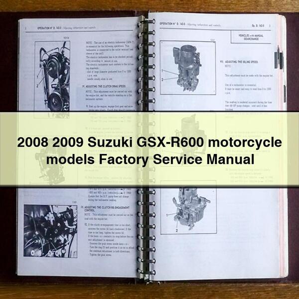 2008 2009 Suzuki GSX-R600 modèles de motos Manuel d'entretien d'usine Télécharger le PDF