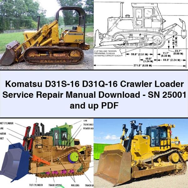 Manual de reparación del servicio del cargador de orugas Komatsu D31S-16 D31Q-16 Descargar-SN 25001 y versiones posteriores en PDF