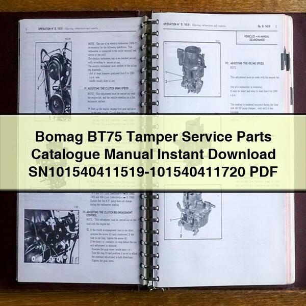 Bomag BT75 Tamper Service Parts Catalogue Manual  SN101540411519-101540411720