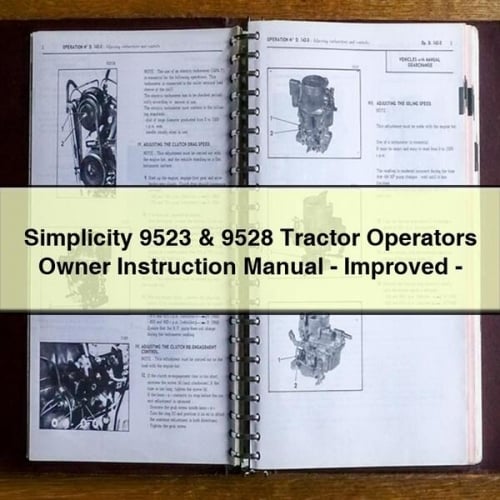 Manual de instrucciones del propietario para operadores de tractores Simplicity 9523 y 9528 - Mejorado - Descargar PDF