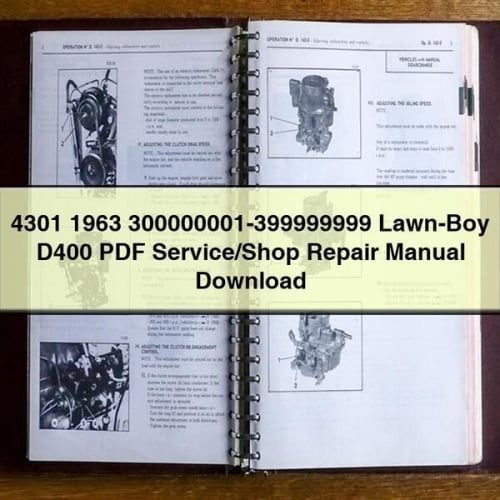 4301 1963 300000001-399999999 Lawn-Boy D400 PDF Manual de reparación de servicio/taller Descargar