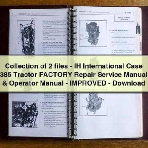 Collection de 2 fichiers - IH International Case 385 Tractor Factory Repair Service Manual &amp; Operator Manual - Amélioré - Télécharger le PDF