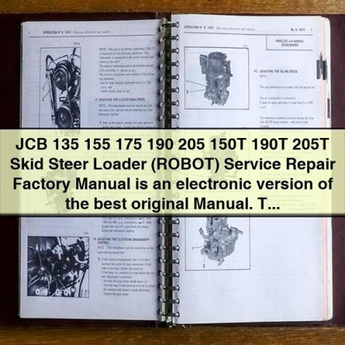 JCB 135 155 175 190 205 150T 190T 205T Minicargadora (ROBOT) Servicio Reparación Manual de fábrica Descargar PDF