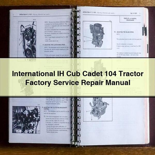 Manual de reparación del servicio de fábrica de tractores IH International Cub Cadet 104