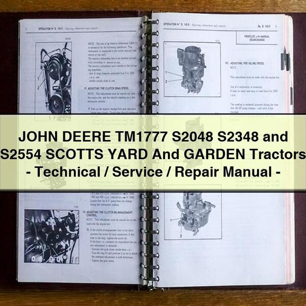 JOHN DEERE TM1777 S2048 S2348 and S2554 SCOTTS YARD And GARDEN Tractors-Technical/Service/Repair Manual-PDF