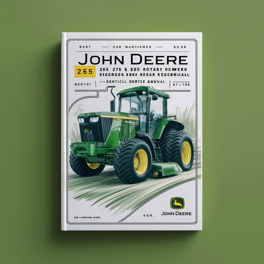 Manual de servicio técnico de diagnóstico y reparación de cortacéspedes de discos giratorios John Deere 265, 275 y 285 (tm1795)