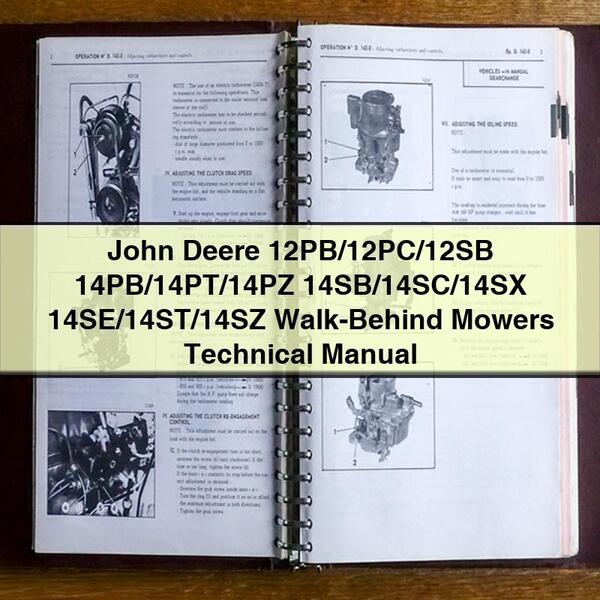 Manuel technique des tondeuses à conducteur marchant John Deere 12PB/12PC/12SB 14PB/14PT/14PZ 14SB/14SC/14SX 14SE/14ST/14SZ PDF Télécharger